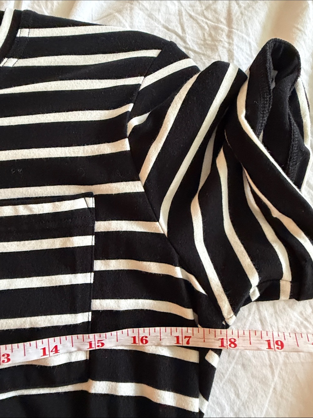 Parker Cotton Jersey Mini Dress Size XS/S Black White Chest Pocket Smocked Waist - Picture 7 of 7
